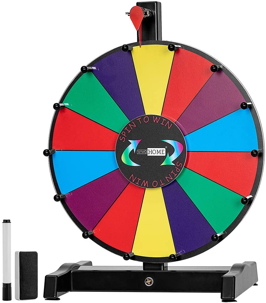15" Dry Erase Spinning Color Prize Wheel Tabletop Fortune Carnival Game Portable 
