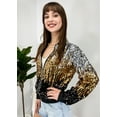 thumbnail image 3 of Womens Sequin Long Sleeve Front Zip Jacket with Ribbed Cuffs, 3 of 5