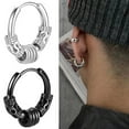thumbnail image 4 of SSKFHGI Cool Punk Mens Stainless Steel Hip Hop Studs Earring Dragon Pattern Round, 4 of 7