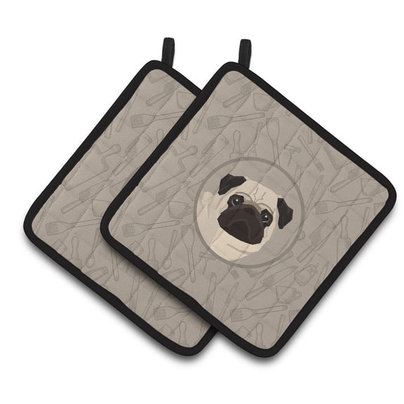 Caroline's Treasures Pug In the Kitchen Pair of Pot Holders