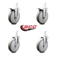 thumbnail image 2 of 6 Inch Gray Poly Swivel 3/4 Inch Square Stem Caster Set 2 Total Lock Brakes SCC, 2 of 2