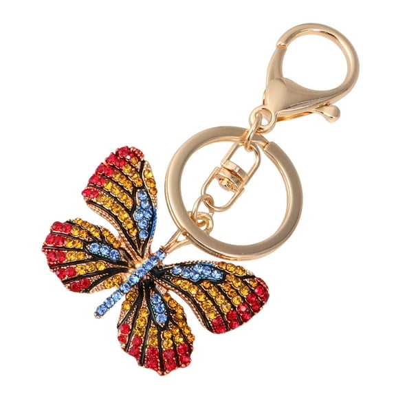 GOOHOCHY Red Butterfly Shaped Key Ring Metal Bag Pendant for Decorative Use Gift for Kids Women 1pc