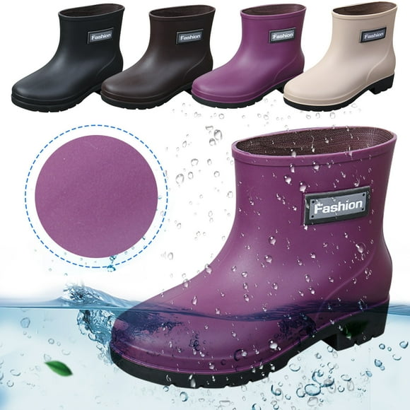 Rain Boots Women Waterproof Rain Boots Ankle Rainboot Slip On Garden Boot Rubber Women Rubber Boots Brown 38