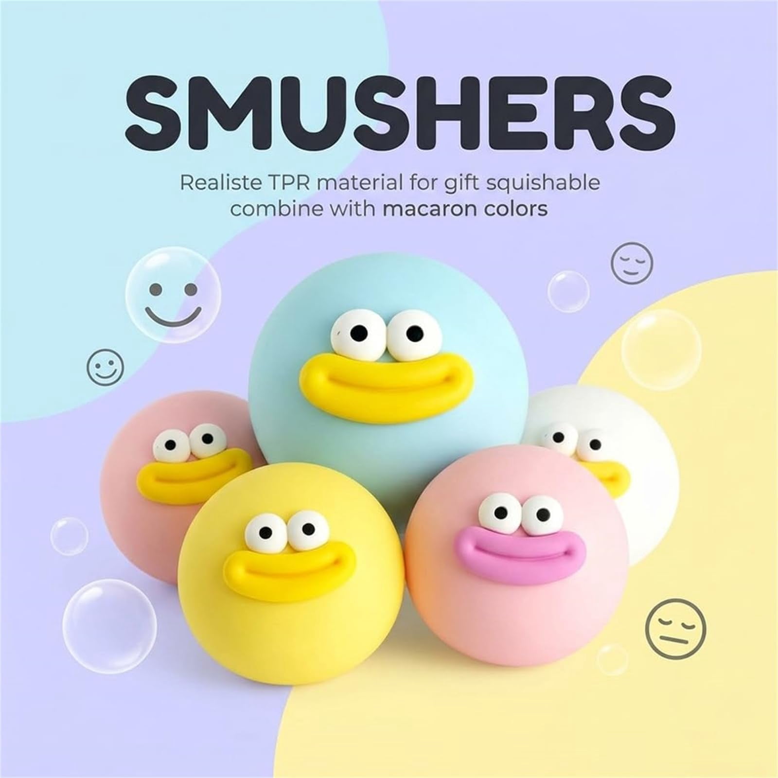 Smushers Duck Face Squishy, Interchangeable Faces Slow Rebound Squeeze Ball, Anxiety Relief Sensory Ball for Daily Stress Release (Blue)