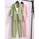 thumbnail image 4 of Blazer elegante coreano para mujer, pantalones de ocio, traje de Tweed, chaqueta, pantalones, conjunto de tres piezas, talla grande, Primavera, nuevo, 2023, 4 of 5