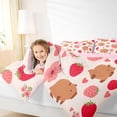 thumbnail image 3 of Erosebridal Cute Capybaras Bedding Comforter Set 7-Piece For Children,Pink Strawberry Flowers King Bedding Sets For Kids Boys Girls,Pink Reversible, 3 of 6
