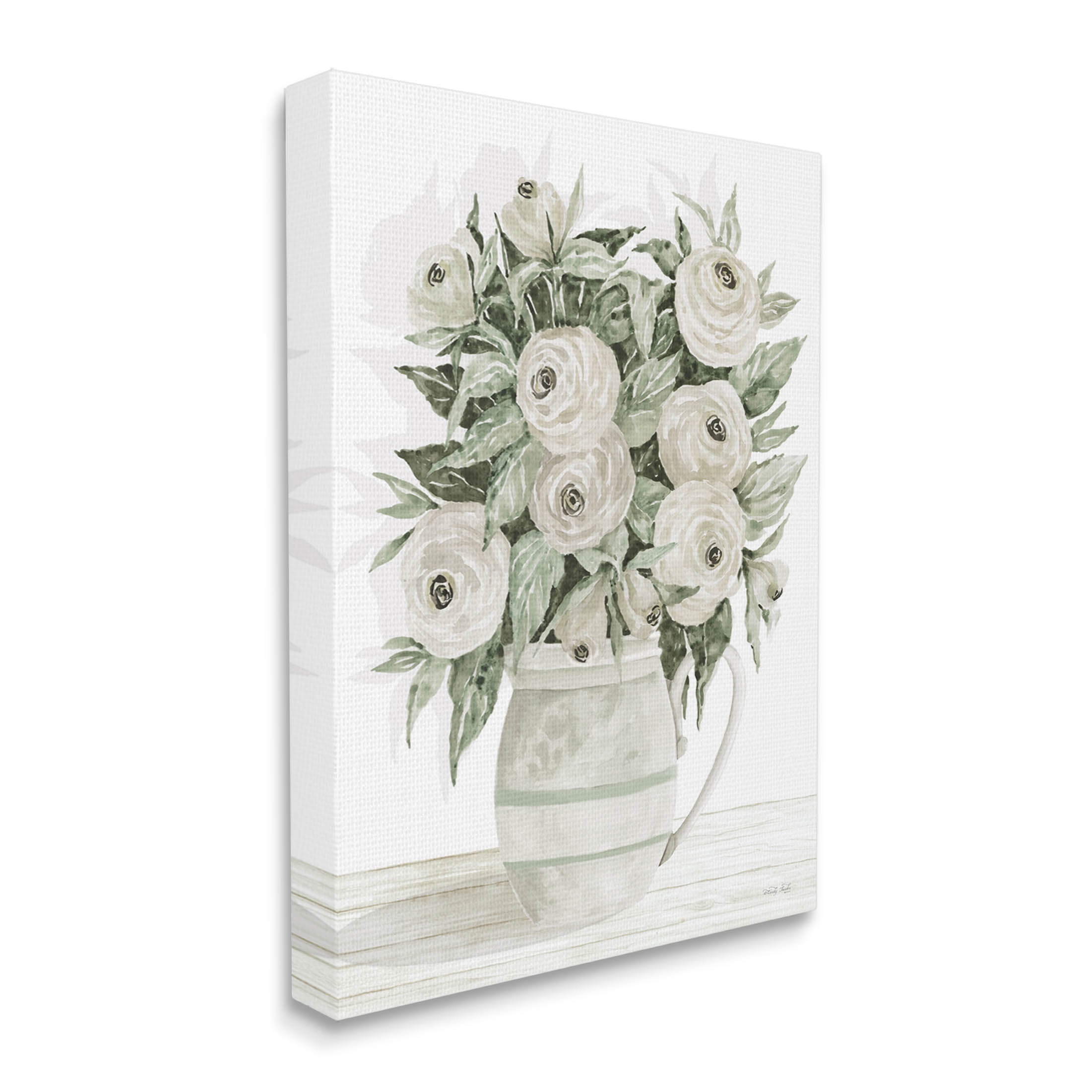 Stupell Industries White Ranunculus Blossoms Flower Vase Painting Gallery Wrapped Canvas Print Wall Art, Design by Cindy Jacobs