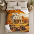 thumbnail image 5 of Printed Flannel Throw Blanket with Rustic Harvest Farmhouse Autumn Scene, 5 of 9