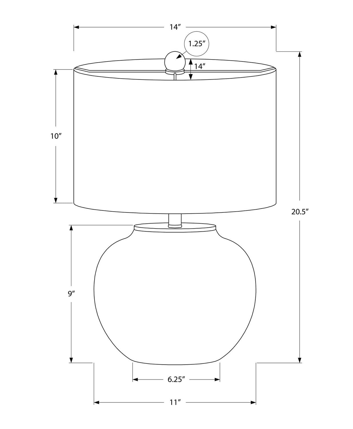 Monarch Specialties Lighting, 21"h, Table Lamp, Cream Ceramic, Ivory / Cream Shade, Modern