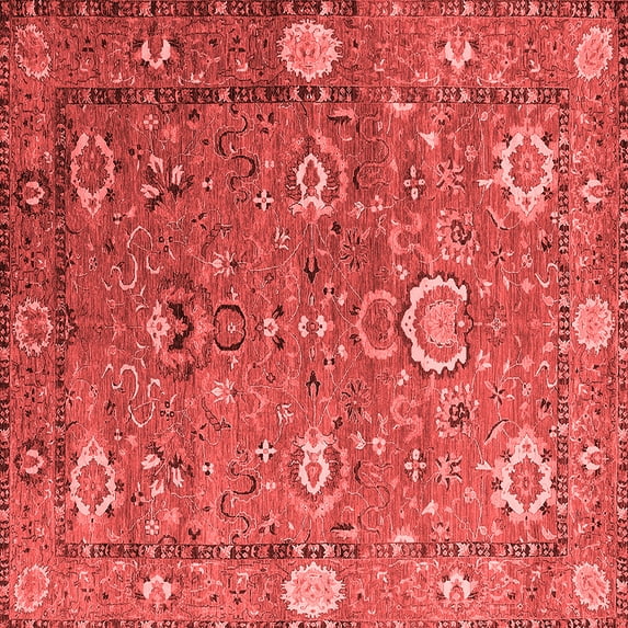 Ahgly Company Indoor Square Oriental Red Industrial Area Rugs, 3' Square