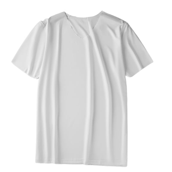 Mens Ice Silk Short Sleeve T-Shirt V-Neck Simple Plain Solid Color Seamless Pullover Tops Cool Quick Dry Breathable Casual Fit Blouse Undershirt