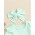 thumbnail image 5 of Bagilaanoe 3Pcs Newborn Baby Girls Overalls Dress Set Ribbed Short Sleeve Romper Tops + Suspender Skirt + Headband 3M 6M 12M 18M Infant Casual Clothes, 5 of 7