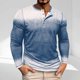 thumbnail image 1 of Blusas y camisas de manga larga con cuello redondo y degradado para hombre, blusas casuales con botones y cuello redondo, blusas de poliéster para hombre, 1 of 7