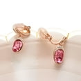 thumbnail image 3 of Yoursfs Pink Crystal Clip on Earrings for Women Wedding Birdal Gold Plated Non Pierced Ears Oval Cubic Zirconia Dangle Earrings Clips, 3 of 6