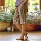 thumbnail image 2 of Pantalones holgados unisex de algodón liso con cordón - Pantalones cortos con cintura elástica y bolsillos, 2 of 6