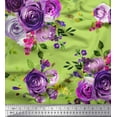 thumbnail image 1 of Soimoi Tissu Popeline de Coton Imprimé Feuilles & Roses 1 Yard 56 Pouces de Large, 1 of 3