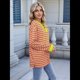 thumbnail image 5 of Sudadera Holgada Informal de Larga con Cuello Redondo y Bloques de Color para Mujer Naranja y Amarillo S, 5 of 9