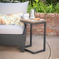 thumbnail image 2 of Afuera Living Modern Fir Wood Outdoor C-Shaped Patio End Table in Teak, 2 of 18