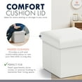 thumbnail image 6 of Ornavo Home 1 Pack Small Storage Ottoman Foldable Collapsible Cube Square Linen Ottoman Foot Rest Stool Seat, for Living Room, Bedroom, Home Office, Dorm - 12 x 12 x 12, White, 6 of 7