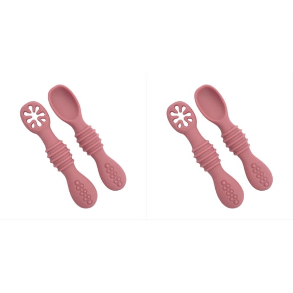 Kilougeis Baby Led Weaning Utensils Set of 2,First Stage Silicone Baby Spoon,Baby Spoons Self Feeding,Cucharas Para Bebes for Solids and Purees