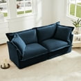 thumbnail image 4 of Deep Seat 2 Seater Sofa Couch, Chenille Loveseat Sofa with Slip-cover and Pillows, Upholstered Comfy Couch with Back Cushion, Mid Century Sleeper Sofa Chair for Living Room, Apartment, Blue, 4 of 7