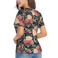 thumbnail image 2 of Goofa Rose Flowers Pattern Women's Slim-Fit Short-Sleeve V-Neck T-Shirt,Classic-Fit Short-Sleeve V-Neck T-Shirt-Large, 2 of 5