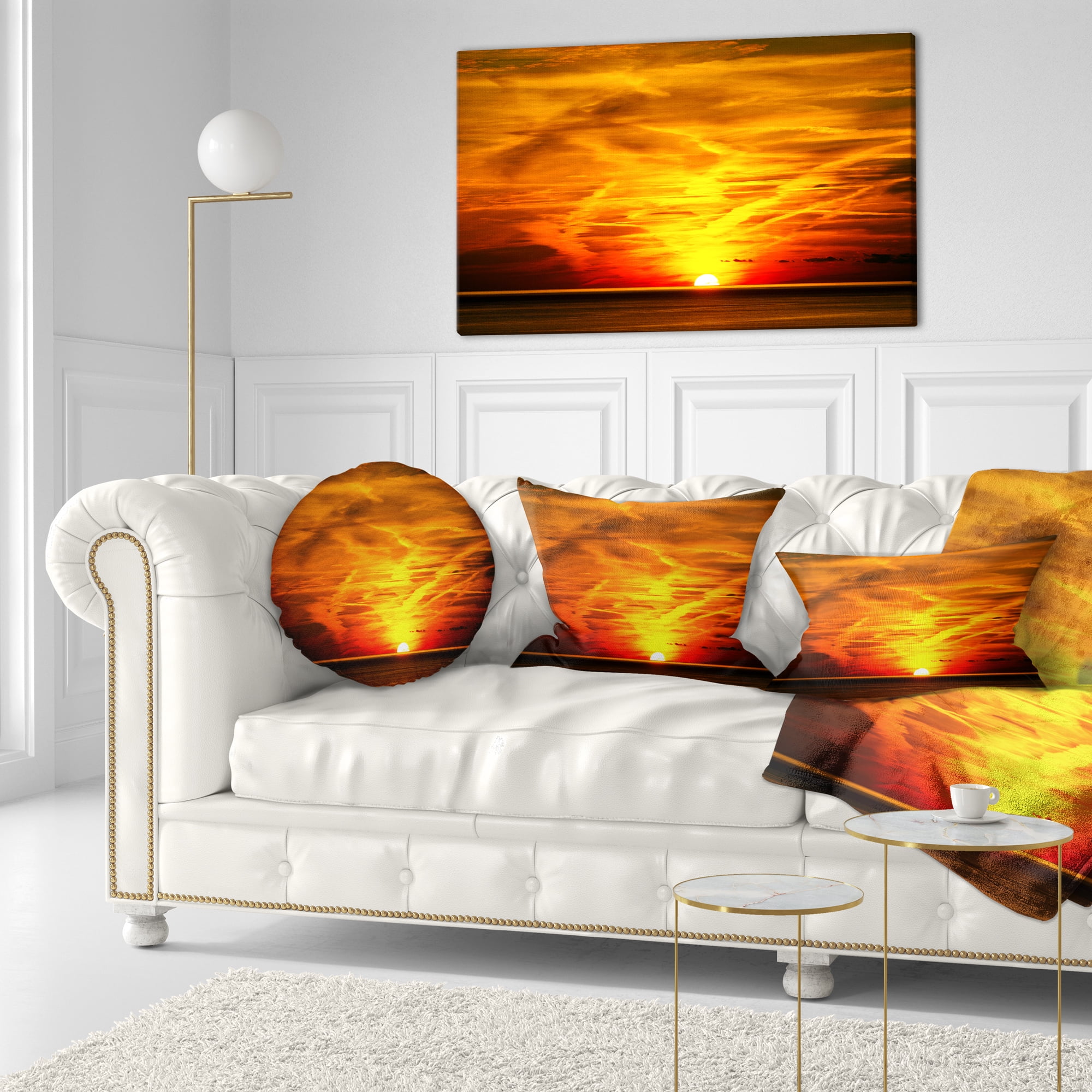 Designart Sunset in Liguria Italy - Landscape Photography Throw Pillow - 12x20