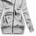 thumbnail image 3 of ZEHJUHAN Women's Urban Motion Jacket: Slim-Fit Zip Hoodie with Pleated Detail & Adjustable Drawstring Gray White，S, 3 of 4