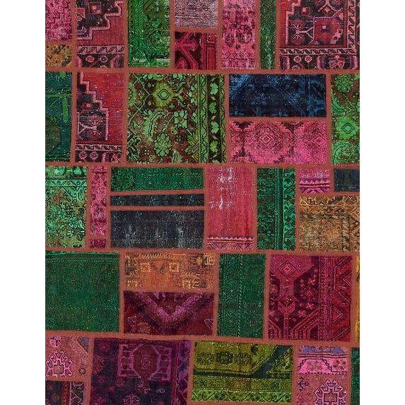Ahgly Company Indoor Rectangle Abstract Coffee Brown Patchwork Area Rugs, 5' x 7'