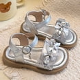 thumbnail image 6 of Girls Sparkly Rhinestone Bow Sandals Adjustable Buckle Ankle Strap Open Toe Summer Shoes For Toddler And Kids Silver Size 4-4.5 Years, 6 of 7