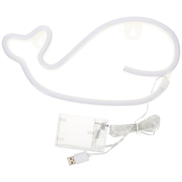 Shisuyan Decorative Whale Shaped Neon Light Battery Operated or USB Charging LED Light Bedroom Night Light