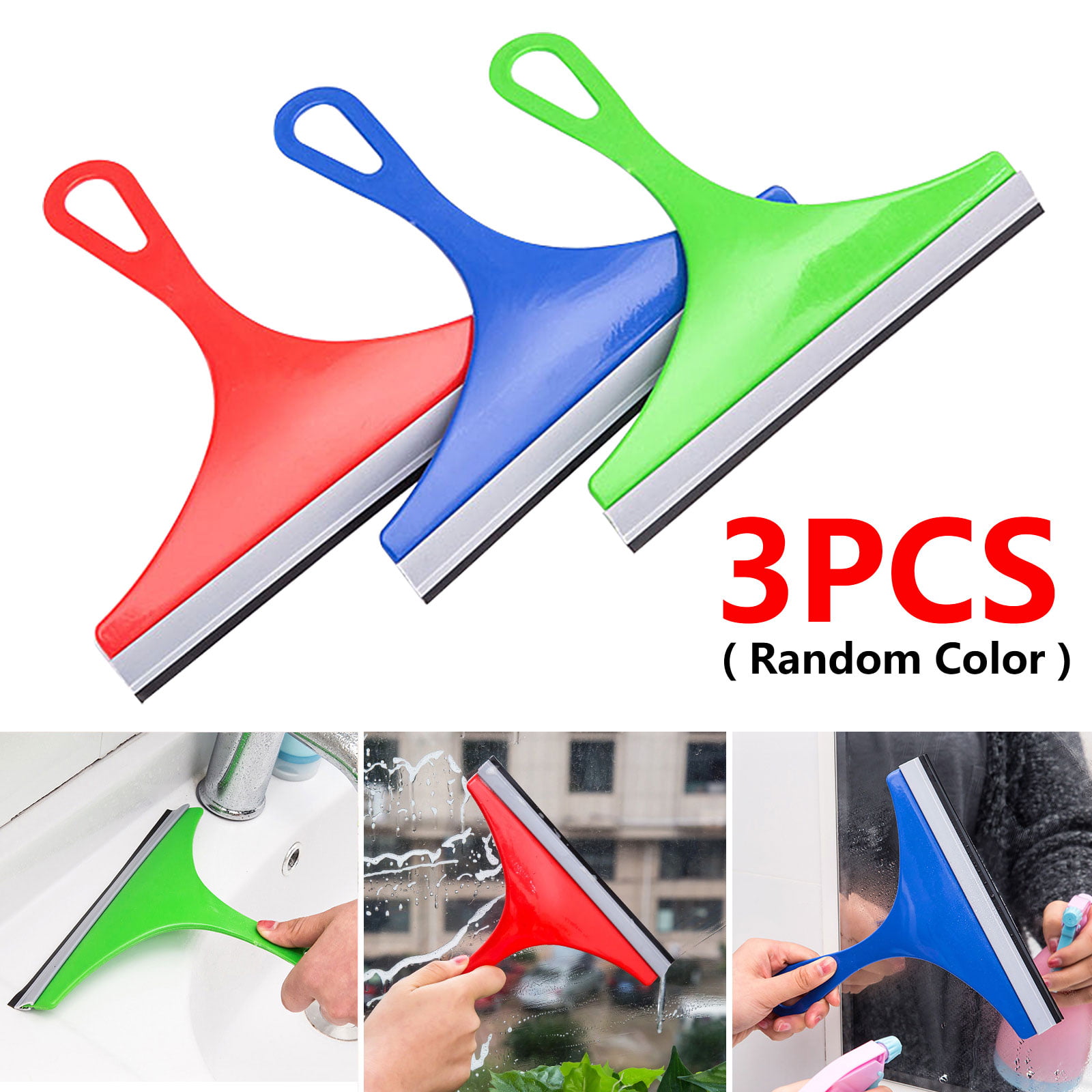 Shower Glass Wiper Squeegee Window Cleaner Wiper with Hanging Hook Silicone 