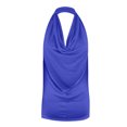 thumbnail image 4 of Pitauce Summer Tops for Women Solid Color V-Neck Halter Sleeveless T-Shirt Draped Front Backless Summer Beach Tank Tops, 4 of 4