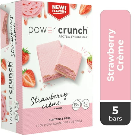 Power Crunch Original Protein Energy Bar, Strawberry Cream, 1.4 oz, 5 Count