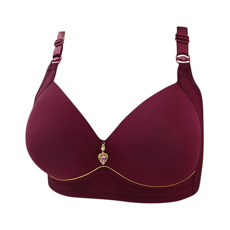 

LAIVNEI Bras for Women Everyday Bras Woman s Comfortable Lace Breathable Bra Underwear No Rims Wine L