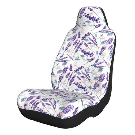 Xecao Lavender Flowers for Automotive Seat Covers for Cars Trucks and SUVs – Gray Car Seat Covers for Front Seats, Truck Seat Protectors-1