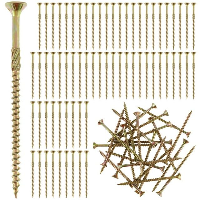 POINTERTECK 100 Pcs 9 x 60mm Vis de Plateau Robustes Vis en Bois Durables Torx Vis Auto-Tappantes Ensemble de Vis en Bois Résistant à la Rouille Enduit Époxy Bronze pour Clôture Extérieure Balcon Bois