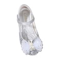thumbnail image 2 of Paokuoon Little Kids Girls Dress Shoes Toddler Low Heels Sparkle Party Wedding Shoes Mary Jane Glitter Shoes, 2 of 10