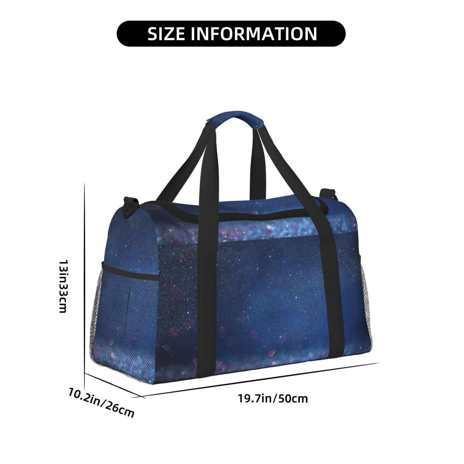 Fuzoiu Retro Blue Glitter Print Travel Duffle Bag,Carry On Tote Bags,Duffel Bag,Sport Gym Bag, Hospital Bag for Labor and Delivery, Overnight Bag,Luggage Bag