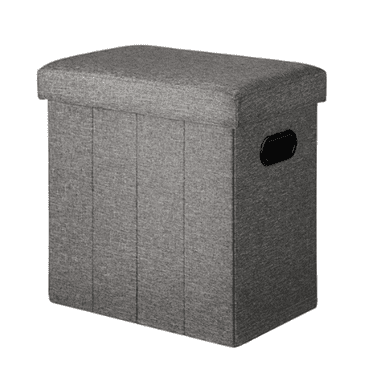 Ottoman with Storage Collapsible Fabric Ottoman- Footrest Foot Stool for Room, Slim Tall Folding Ottoman Furniture with Handles Lid Toy Chest Linen - Gray