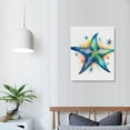 thumbnail image 3 of PIKWEEK Bathroom Wall Decor Teal Watercolor Starfish and Seashell Conch Wall Art Pictures Ocean Theme Canvas Prints for Bedroom Home Artwork Decor Paintings, 3 of 4