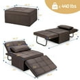thumbnail image 2 of Gymax Canapé Convertible 4 en 1 Convertible Pouf Pliant Marron, 2 of 10