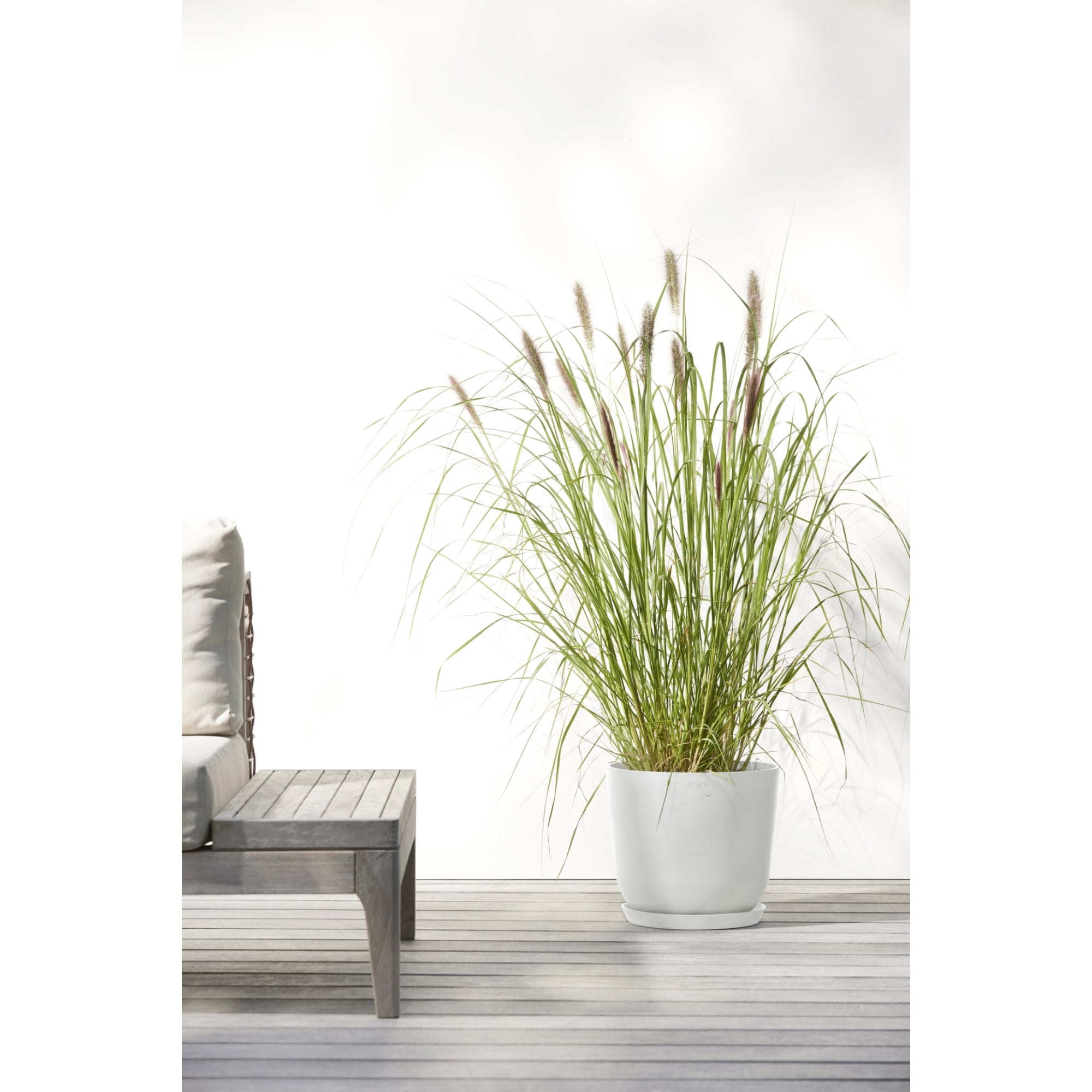 Ecopots Oslo Durable Modern Round Indoor/Outdoor Recycled Based Composite Flower Pot Planter, Pure White, 10"