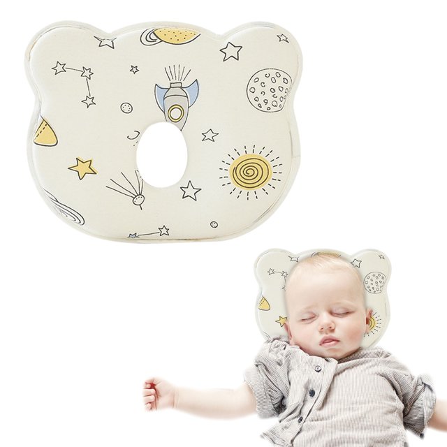 Fundas de almohada, fundas de almohada, fundas de almohada decorativas con núcleo de algodón viscoelástico para bebés, reposacabezas de cabeza plana con desviación para recién nacidos, almohada de esp