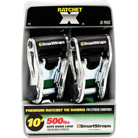 SmartStraps 10' 1500 lbs. RatchetX, Green 2 Pack