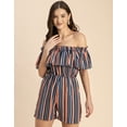 thumbnail image 2 of Moomaya Chic Printed Georgette Off Shoulder Jumpsuit - Trendy Women's Romper, 2 of 9