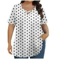 thumbnail image 2 of Gamivast Women's Plus Size Tops Oversized Short Sleeve V Neck Polka-Dot Shirts Trendy Crossed Front Casual Loose fittedted Blouses Going out Trendy Outfits, 2 of 6