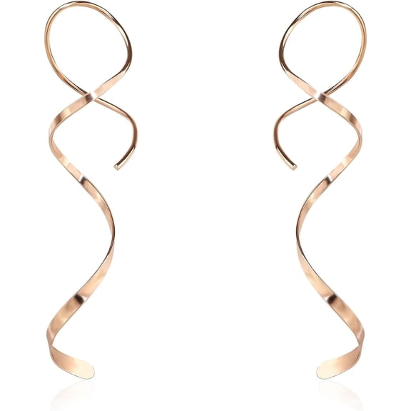 Handmade Spiral Threader Earrings Silver Plating Hypoallergenic Twisted Pull Through Drop Dangle Earrings for Women - Silver & Gold