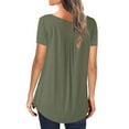 thumbnail image 4 of Wyobmus Plus Size Tops for Women Short Sleeve Tunics Loose Fit Button-Up Shirt Crew Neck Pleated Solid Casual Dressy Blouses,S-5X,C-Olive Green, 4 of 6