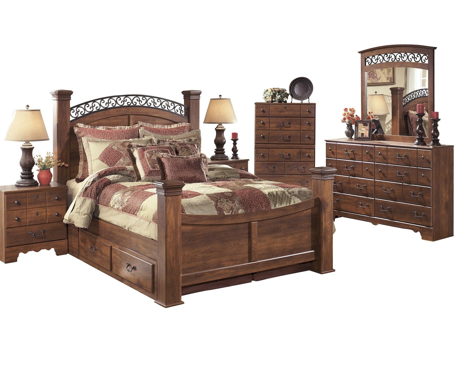 Ashley Furniture Timberline 6 PC Queen Storage Bedroom Set w/ 2
